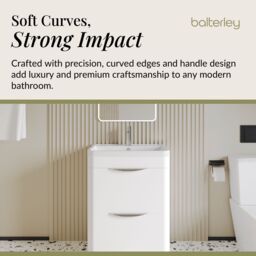 Balterley Bathroom Floor Standing 2 Drawer Vanity Unit Basin, Gloss White, 550mm in White - thumbnail 6