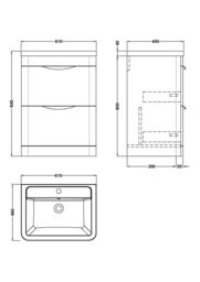 Balterley Bathroom Floor Standing 2 Drawer Vanity Unit Basin, Gloss White, 550mm in White - thumbnail 8