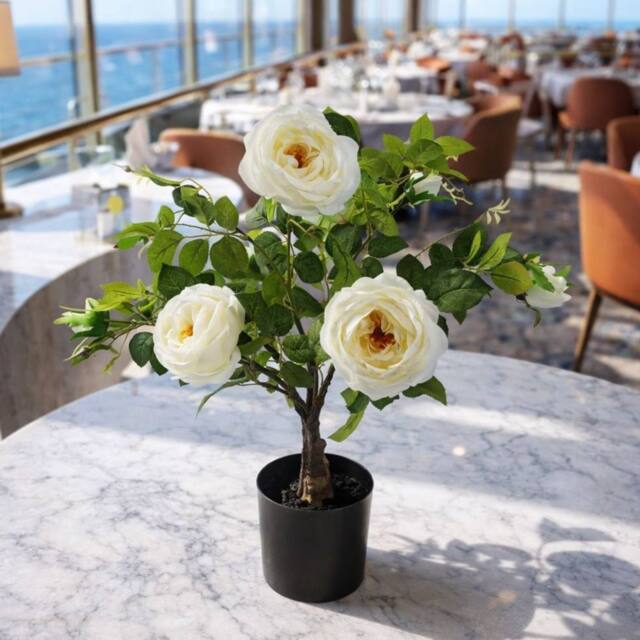 Leaf 70cm White Camellia Rose Plant Artificial Premium - image 1