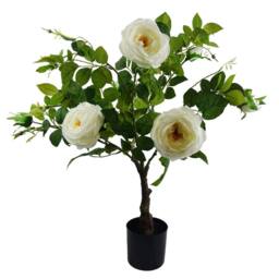 Leaf 70cm White Camellia Rose Plant Artificial Premium - thumbnail 2