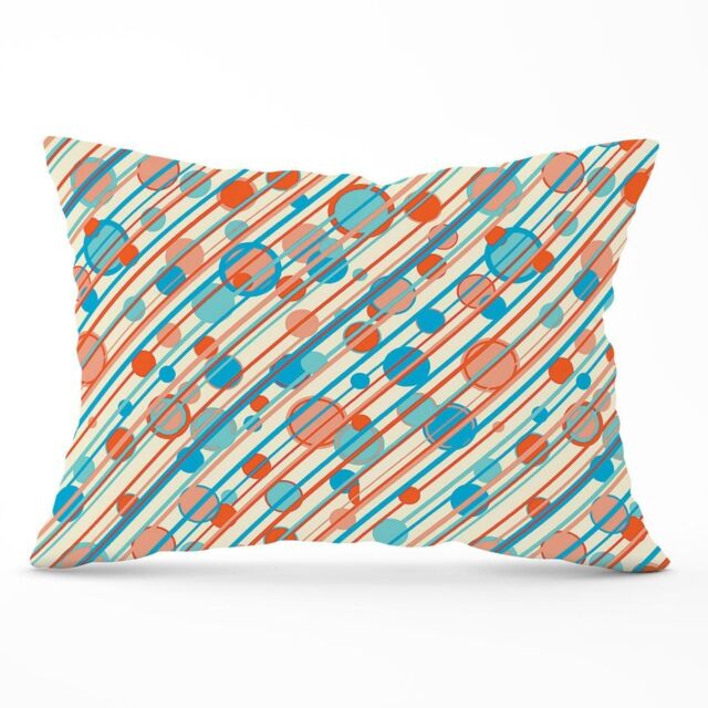 Warren Reed - Designer Retro Stripes & Circles Cushions in Blue - Size: 60 cm x 60 cm - image 1