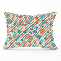 Warren Reed - Designer Retro Stripes & Circles Cushions in Blue - Size: 60 cm x 60 cm - thumbnail 1