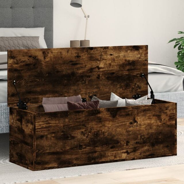 Berkfield Home Storage Box Smoked Oak 102x35x35 cm Engineered Wood in Brown - Size: 102 x 35 x 35 cm - image 1