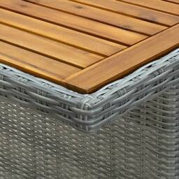 Berkfield Home Garden Table Light Grey Poly Rattan & Solid Acacia Wood - thumbnail 5