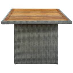 Berkfield Home Garden Table Light Grey Poly Rattan & Solid Acacia Wood - thumbnail 3