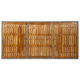Berkfield Home Garden Table Light Grey Poly Rattan & Solid Acacia Wood - thumbnail 4