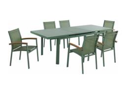 Vente-unique Aluminium Garden Dining Set: One Extendable Table 180/240Cm & 6 in Green - thumbnail 2