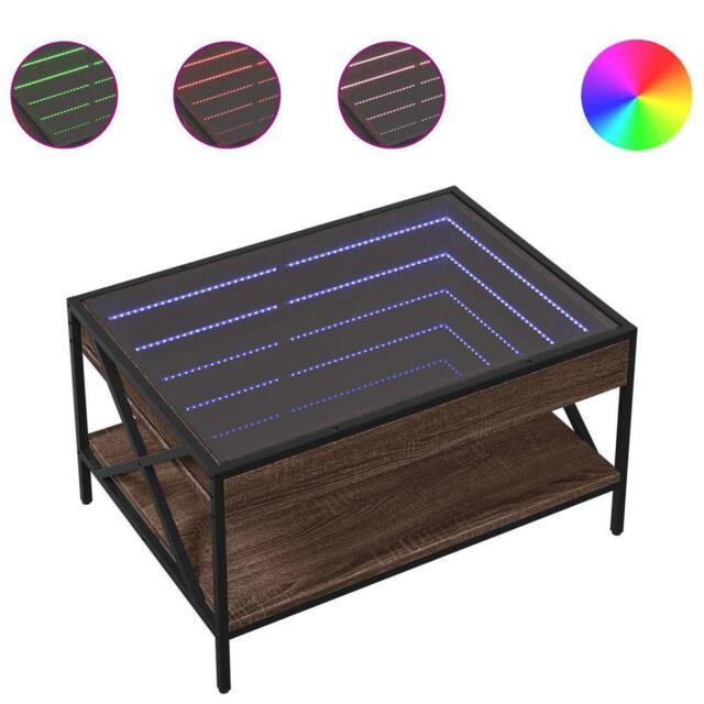 Berkfield Home Coffee Table with Infinity LED Brown Oak 70x50x38 cm - Size: 70 x 50 x 38 cm - image 1
