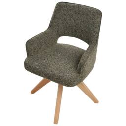 Wyld and Coco Nordic Nest Swivel Dining Chair - Green Bouclé Oak Legs - thumbnail 7