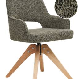 Wyld and Coco Nordic Nest Swivel Dining Chair - Green Bouclé Oak Legs - thumbnail 2