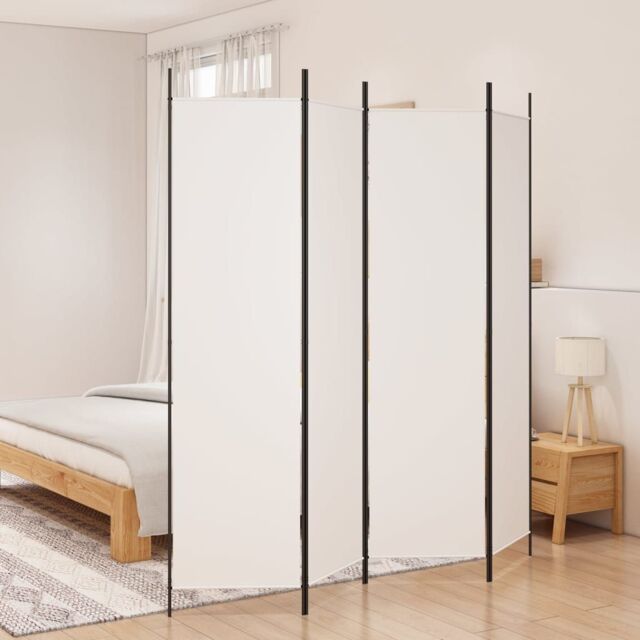 Berkfield Home 4-Panel Room Divider White 200x200 cm Fabric - image 1