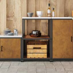 Berkfield Home Kitchen Storage Shelf with Storage Rusty Weathering steel in Brown - thumbnail 4