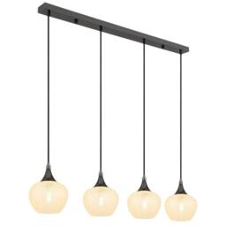Netlighting Maxy Bar Pendant Ceiling Light Gunmetal Clear Glass Shade 4x E27 in Grey