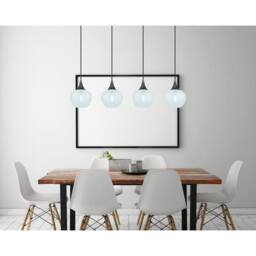Netlighting Maxy Bar Pendant Ceiling Light Gunmetal Clear Glass Shade 4x E27 in Grey - thumbnail 6