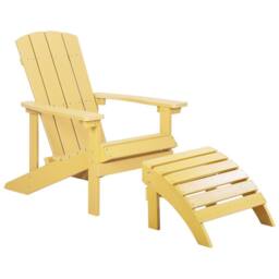 Wyld and Coco Suncrest Yellow Faux Wood Garden Lounger Footstool Weather - thumbnail 2