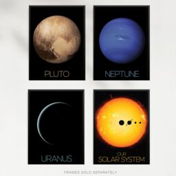 Artery8 Pack of 4 NASA Our Solar System The Sun & Planets Uranus Neptune Dwarf Pluto Voyager 2 & New Horizons Images Unframed Wall Art Living Room - thumbnail 5