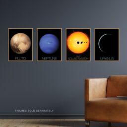 Artery8 Pack of 4 NASA Our Solar System The Sun & Planets Uranus Neptune Dwarf Pluto Voyager 2 & New Horizons Images Unframed Wall Art Living Room - thumbnail 2