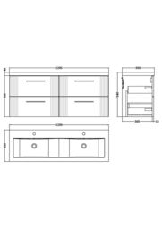 Balterley Wall Hung 4 Drawers Vanity Unit- 2 Ceramic Basin 1200mm, Satin Blue - thumbnail 8
