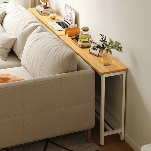 KORVIXA Wood Long Rectangle Side Table Single Layer-Natural Wood Color in Natural - Size: 800mm - image 1