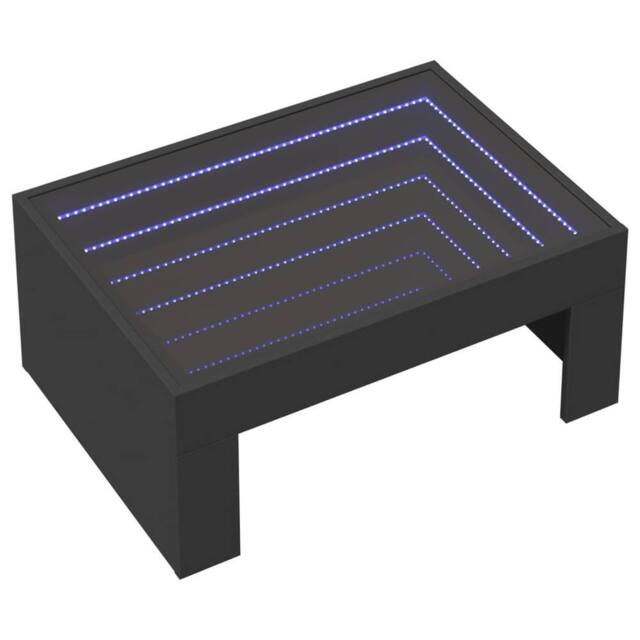 Berkfield Home Decorative Coffee Table with Infinity LED Black 70x50x30 cm - Size: 70 x 50 x 30 cm - image 1