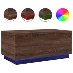 Berkfield Home Coffee Table with LED Lights Brown Oak 90x50x40 cm - Size: 90 x 50 x 40 cm - thumbnail 2