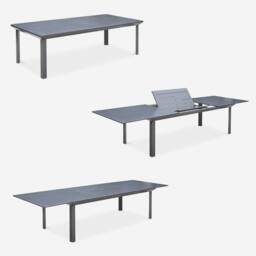 sweeek 10-seater Extendable Aluminium Garden Table Set With Chairs in Dark Grey - thumbnail 3