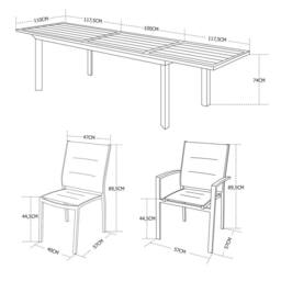 sweeek 10-seater Extendable Aluminium Garden Table Set With Chairs in Dark Grey - thumbnail 5