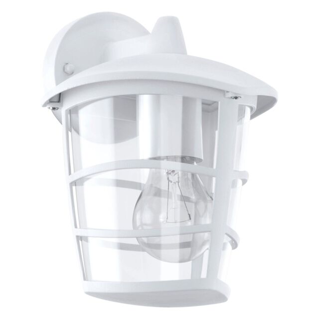 Loops IP44 Outdoor Wall Light White & Glass Lantern 1 x 60W E27 Bulb Porch Lamp Down - image 1