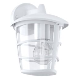 Loops IP44 Outdoor Wall Light White & Glass Lantern 1 x 60W E27 Bulb Porch Lamp Down