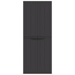 Berkfield Home Outdoor Storage Cabinet Black 65x37x165 cm PP - Size: 65 x 37 x 165 cm - thumbnail 4