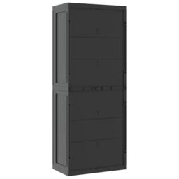 Berkfield Home Outdoor Storage Cabinet Black 65x37x165 cm PP - Size: 65 x 37 x 165 cm - thumbnail 6