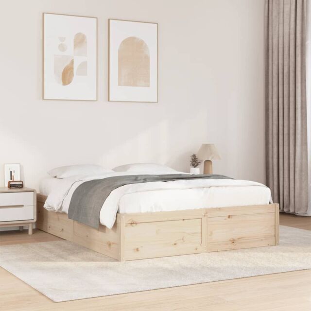 Berkfield Home Bed Frame without Mattress 140x200 cm Solid Wood Pine in Brown - image 1