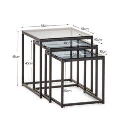 Cheshire Stirling Nest Of 3 Tables in Smoked Glass & Black - thumbnail 4