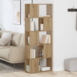 Berkfield Home Bookshelf Artisan oak Particle board 60 x 24 x 155 cm Bookshelf in Brown - thumbnail 4