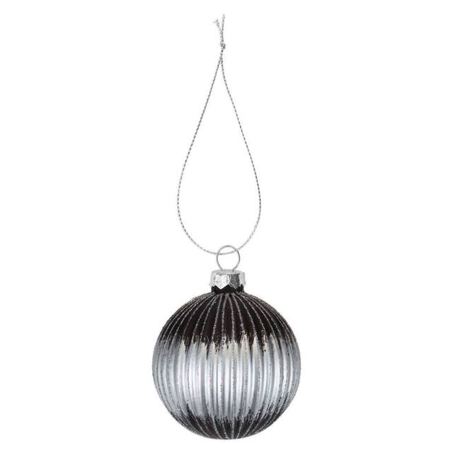 VFM e-Store Christmas Hanging Glass Bauble Decoration 10cm x 9cm Silver X 1 - Size: 10 cm x 9 cm - image 1
