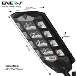 ENER-J 150W Solar Streetlights 6500K with 6V 15W Solar Panel & 18000 mAh Battery & Remote in White - thumbnail 6
