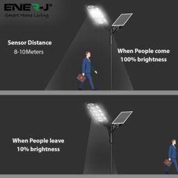 ENER-J 150W Solar Streetlights 6500K with 6V 15W Solar Panel & 18000 mAh Battery & Remote in White - thumbnail 5