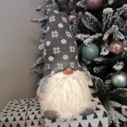 Samuel Alexander 56cm Battery Operated Light Up Christmas Standing Gonk Decoration in Grey in Red