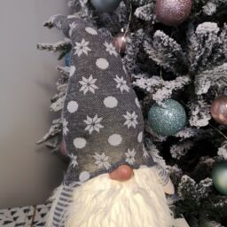 Samuel Alexander 56cm Battery Operated Light Up Christmas Standing Gonk Decoration in Grey in Red - thumbnail 5