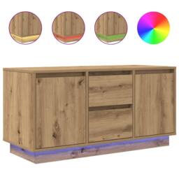 Berkfield Home TV Cabinet with LED Lights Artisan Oak 100x41x50 cm in Brown - Size: 100 x 41 x 50 cm - thumbnail 3