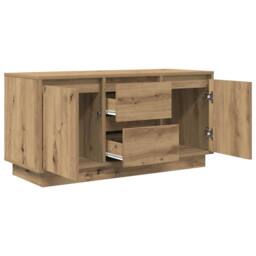 Berkfield Home TV Cabinet with LED Lights Artisan Oak 100x41x50 cm in Brown - Size: 100 x 41 x 50 cm - thumbnail 6
