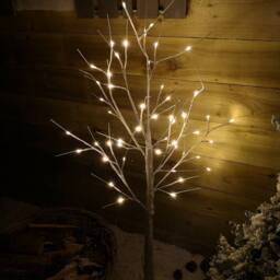 Samuel Alexander 1.2m (4ft) Indoor Outdoor Christmas Lit Birch Tree with 48 Warm White LEDs