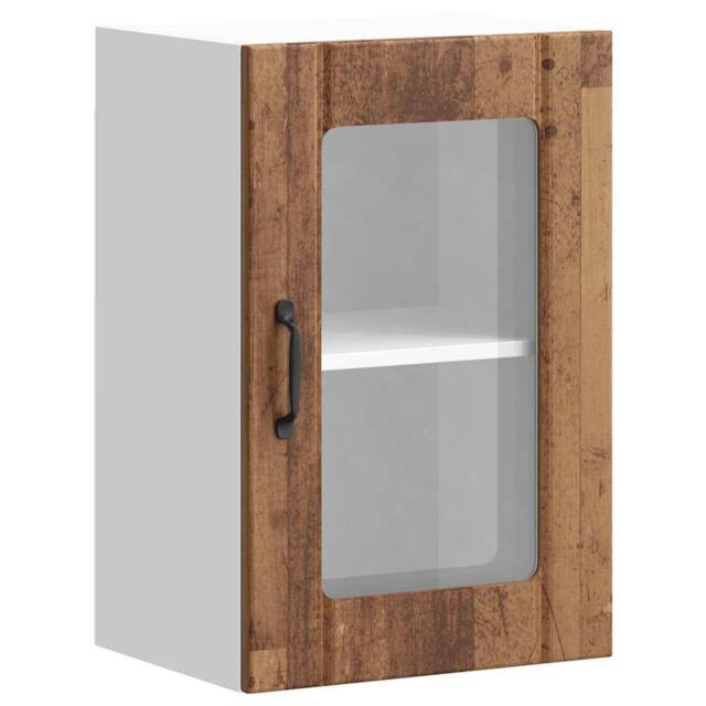 Berkfield Home Kitchen Wall Cabinet with Glass Door Lucca Old Wood in Brown - image 1