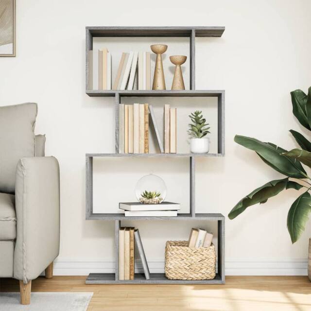 Berkfield Home Room Divider Bookcase 4-Tier Grey Sonoma 70x24x129 cm Engineered Wood - Size: 70 x 24 x 129 cm - image 1