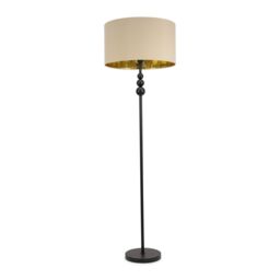 ValueLights Marissa Beige & Gold Shade with Black Stacked Ball Floor Lamp with LED Bulb - thumbnail 2