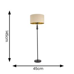 ValueLights Marissa Beige & Gold Shade with Black Stacked Ball Floor Lamp with LED Bulb - thumbnail 7