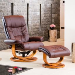 Artemis Home Barriston Swivel Recliner & Footstool in Burgundy - thumbnail 1
