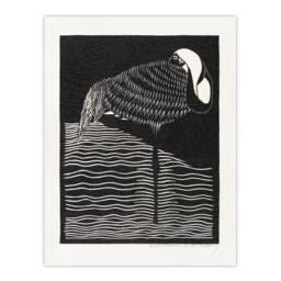 Artery8 Samuel J De Mesquita Framed Wall Art Stylised White Necked Crane in Black - Size: A4 - thumbnail 3