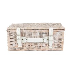 Red Hamper Wicker 35cm White Wash Empty Picnic Basket - thumbnail 4