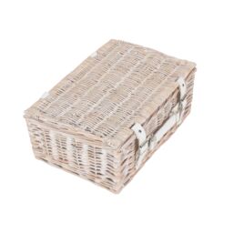 Red Hamper Wicker 35cm White Wash Empty Picnic Basket - thumbnail 3